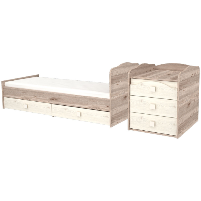 Patut copii transformabil din lemn cu 5 sertare Hubners Sofia Maxi Kombi 120x70 cm crem nisip [4]