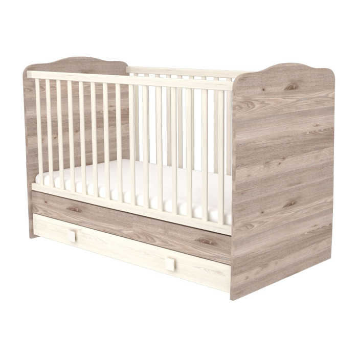 Patut copii transformabil din lemn cu sertar Hubners Sofia 140x70 cm crem nisip [1]