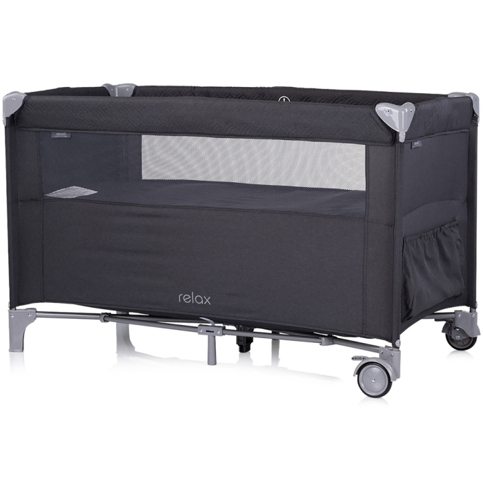 Patut pliabil Chipolino Relax anthracite linen cu laterala culisanta [3]