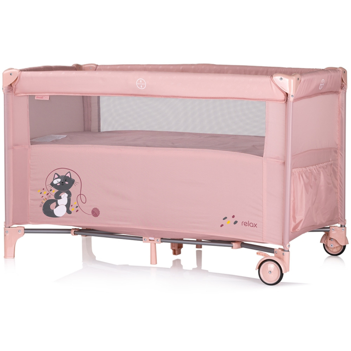 Patut pliabil Chipolino Relax pink marshmallow cu laterala culisanta [3]