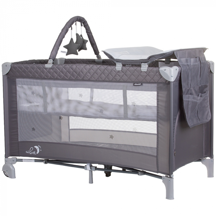 Patut pliabil cu saltea de infasat Chipolino Luna ash grey [1]