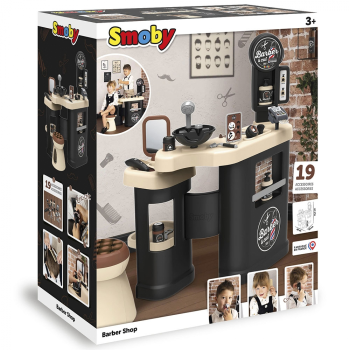 Salon coafura pentru copii Smoby Barber Shop, Barber and Cut negru [18]