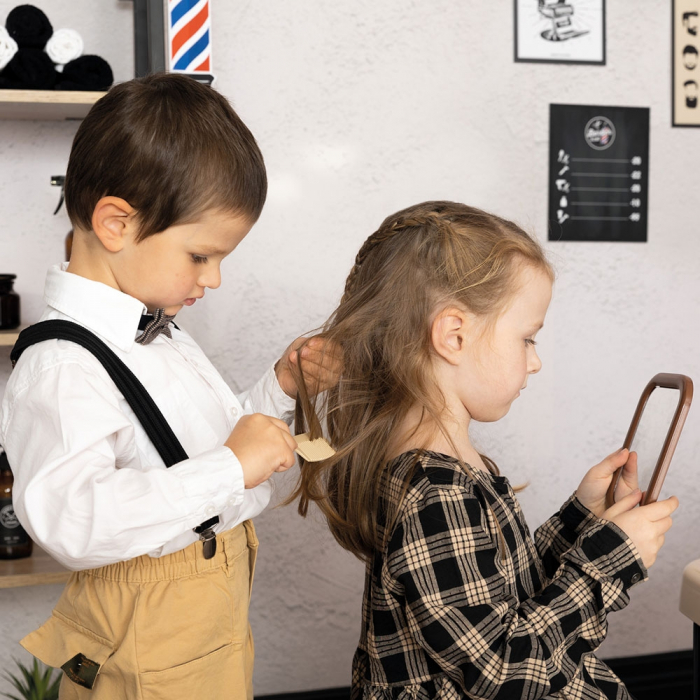Salon coafura pentru copii Smoby Barber Shop, Barber and Cut negru [14]