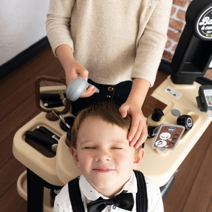 Salon coafura pentru copii Smoby Barber Shop, Barber and Cut negru [13]