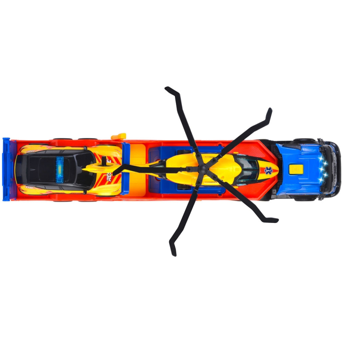 Set Dickie Toys Rescue Transporter 40 cm cu camion, masina, elicopter si accesorii [4]