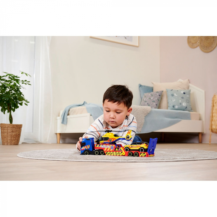 Set Dickie Toys Rescue Transporter 40 cm cu camion, masina, elicopter si accesorii [13]