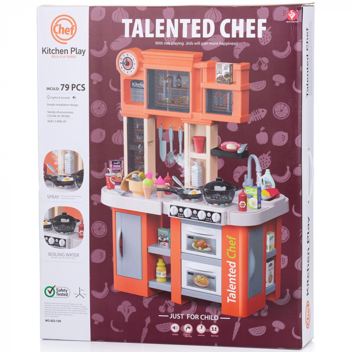 Set jucarie Chipolino Kitchen 84 cm cu sistem de curgere apa, lumini, sunete si 79 accesorii [12]