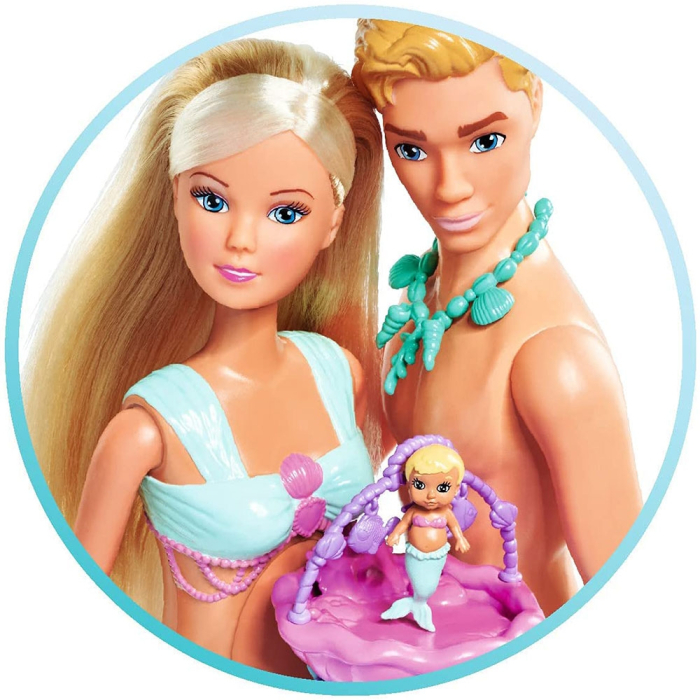 Set Simba Steffi Love Mermaid Family papusa Steffy 29 cm, papusa Kevin 29 cm si accesorii [2]