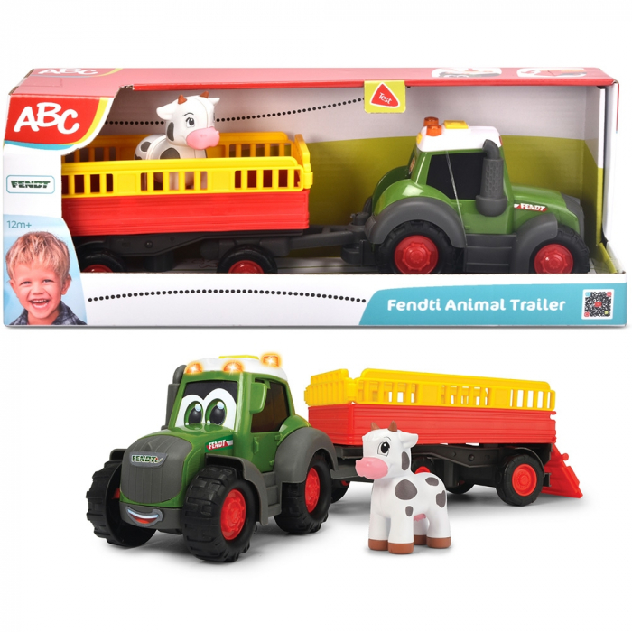 Tractor Simba ABC Fendt Animal Trailer 30 cm cu lumini, sunete, remorca si figurina [7]