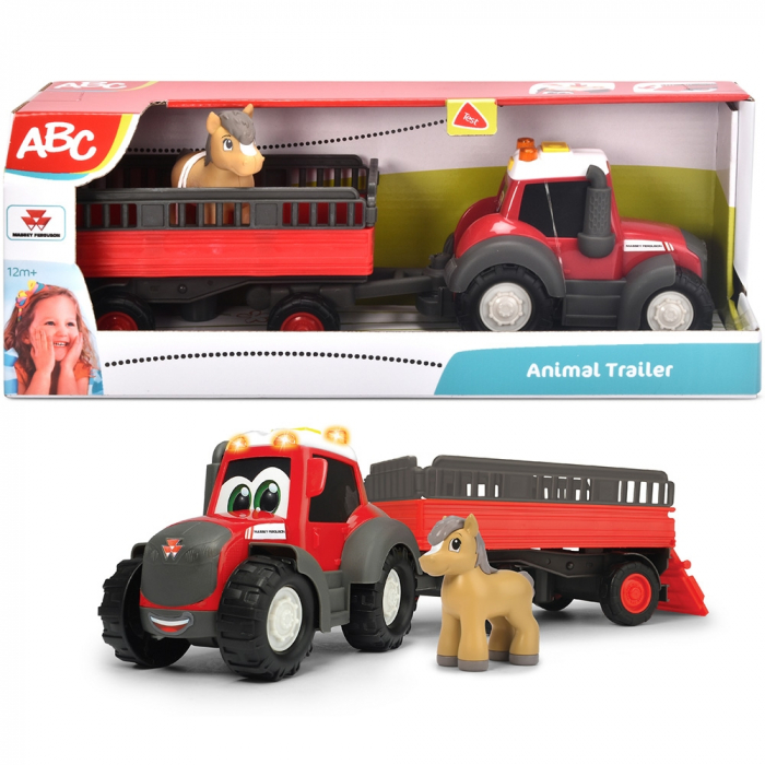 Tractor Simba ABC Massey Ferguson Animal Trailer 30 cm cu lumini, sunete, remorca si figurina [6]