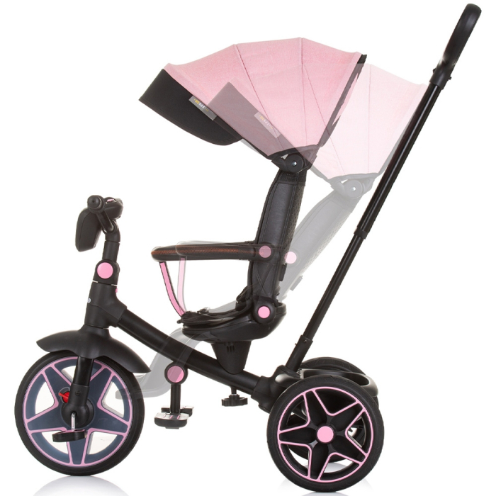 Tricicleta cu copertina si sezut reversibil Chipolino Derby flamingo [4]