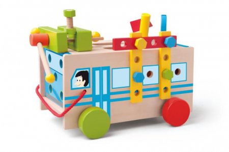 JOCURI SI PUZZLE  - Autobus de asamblat din lemn Woodyland
