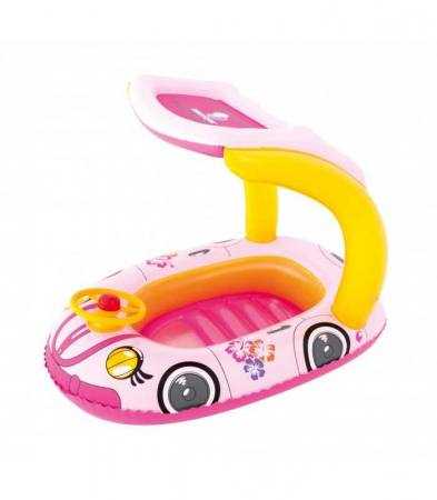  Saltele si mingi pentru plaja - Barcuta gonflabila Bestway - Masina plutitoare, roz, 98 x 66 cm