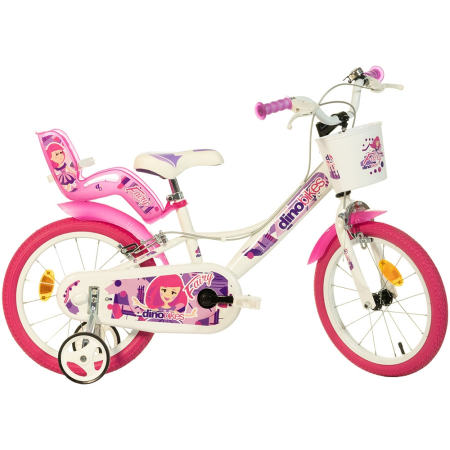 Biciclete copii - Bicicleta copii Dino Bikes 16" Fairy alb si roz