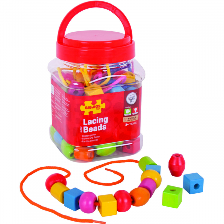Jucarii educative - Set margele din lemn pentru insirat