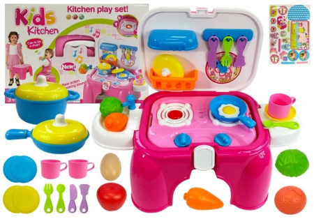 Jucarii de rol - Bucatarie portabila cu accesorii, roz