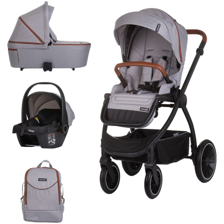 Carucioare 3 in 1 - Carucior Chipolino Prestige 3 in 1 cloud grey