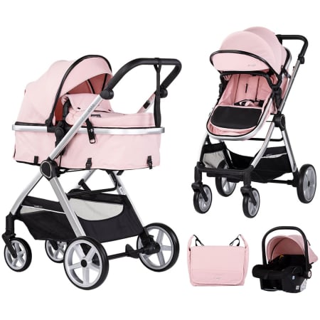 Carucioare 3 in 1 - Carucior Chipolino Vista 3 in 1 pink marshmallow
