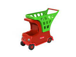 Jucarii de rol - Carucior de cumparaturi Supermarket cu spatiu pentru papusi, rosu cu verde