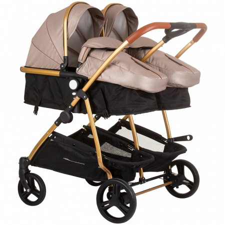 Carucioare copii - Carucior gemeni Chipolino Duo Smart 2 in 1 golden beige