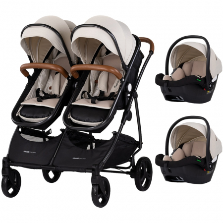 Carucioare gemeni - Carucior gemeni Chipolino Duo Smart 3 in 1 biscotta