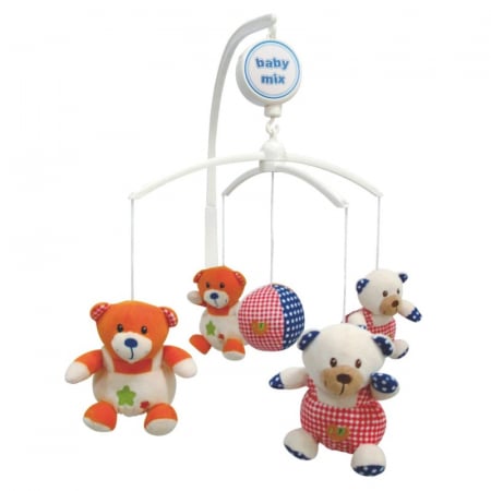 Jucarii bebelusi - Carusel muzical Baby Mix, ursuleti din plus