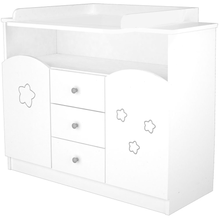 Mobilier copii - Comoda de infasat Hubners Matei 106 cm alb cu stelute