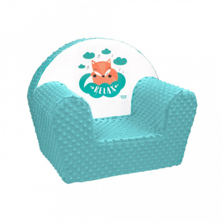  Articole camera copii - Fotoliu din burete pentru copii, cu imprimeu vulpe, New Baby, verde mint