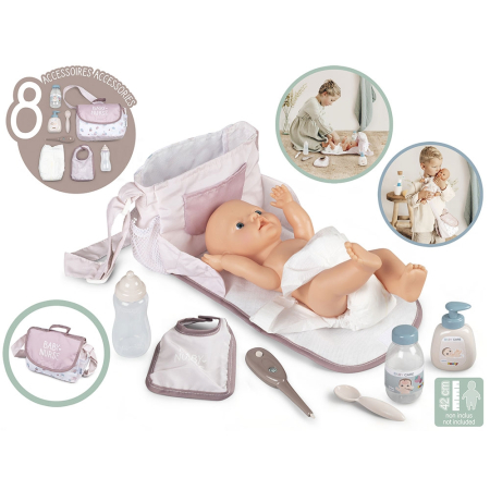 Gentuta de infasat pentru papusa Smoby Baby Nurse Changing Bag crem cu accesorii [1]