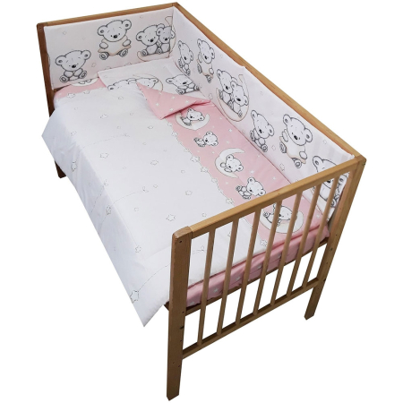 Lenjerii patut - Lenjerie patut Hubners Ursulet pe Semiluna 4 piese roz