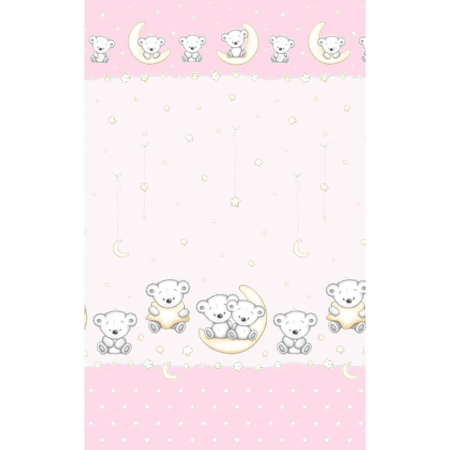 Lenjerie patut Hubners Ursulet pe Semiluna 4 piese roz [1]