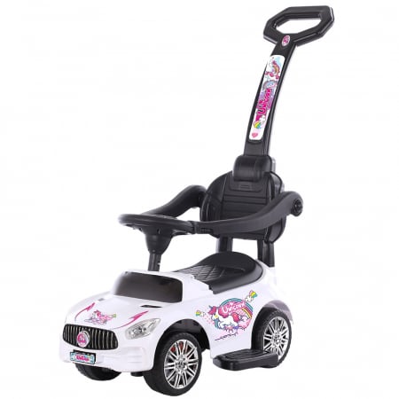 Masinute de impins - Masinuta de impins Chipolino Unicorn white cu maner