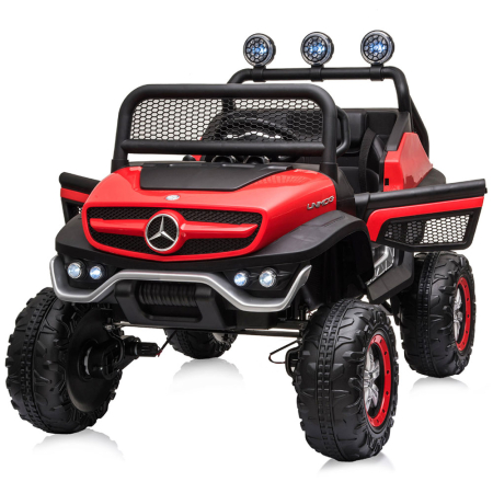 Masinuta electrica Chipolino OffRoad Mercedes Unimog cu scaun din piele si roti EVA red [5]