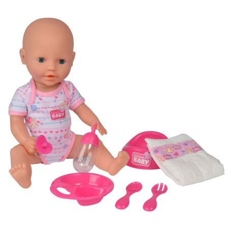 Papusi si Accesorii - Papusa Simba New Born Baby 38 cm Bebe cu olita si accesorii