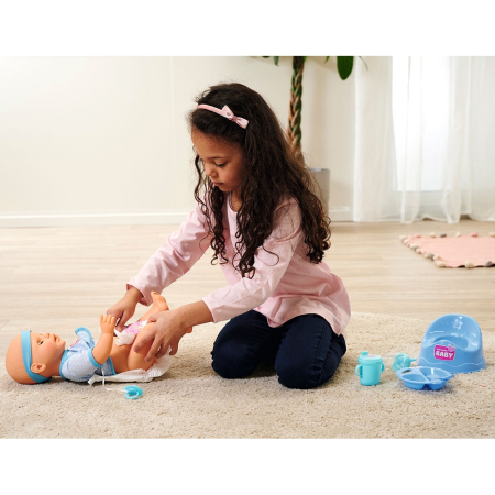 Papusa Simba New Born Baby, Baby Doll 43 cm cu accesorii albastru [8]