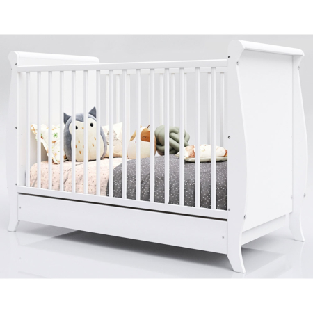 Patut copii din lemn Hubners Mara 120x60 cm alb cu sertar [1]