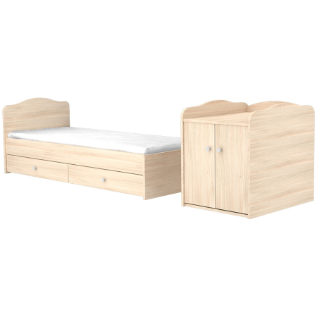 Patut copii transformabil din lemn cu 2 sertare Hubners Eva Maxi Kombi 120x70 cm natur [3]