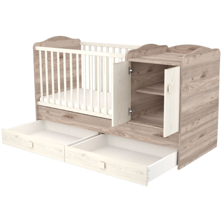 Patut copii transformabil din lemn cu 2 sertare Hubners Sofia Maxi Kombi 120x70 cm crem nisip [1]