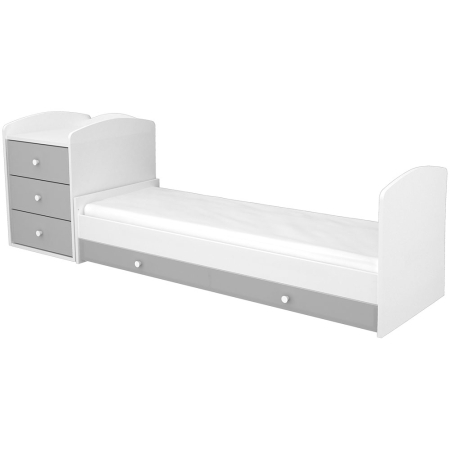 Patut copii transformabil din lemn cu 4 sertare Hubners Patrik Kombi 120x60 cm alb grafit [2]