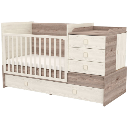 Patut copii transformabil din lemn cu 5 sertare Hubners Sofia Multi Kombi 120x70 cm crem nisip [2]
