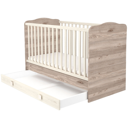 Patut copii transformabil din lemn cu sertar Hubners Sofia 140x70 cm crem nisip [1]