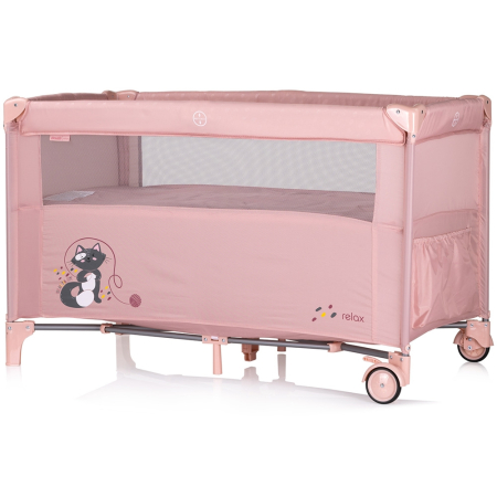 Patut pliabil Chipolino Relax pink marshmallow cu laterala culisanta [2]
