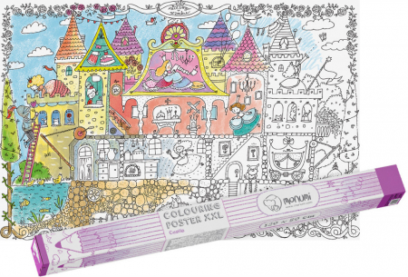  Seturi pictura si desen - Poster de colorat XXL, castel, 120 x 80 cm, Monumi