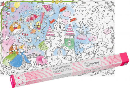  Seturi pictura si desen - Poster de colorat XXL cu printese, 120 x 80 cm, Monumi