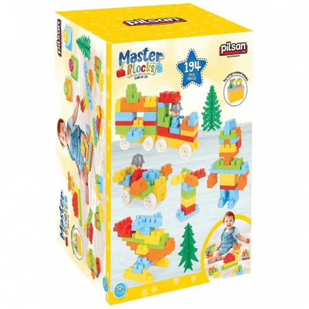 Cuburi si caramizi - Set constructie Pilsan Master Blocks 194 piese