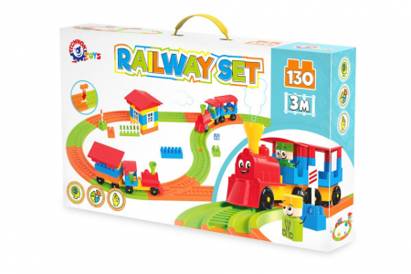 Seturi de constructie - Set de constructie, 121 de piese, pista de tren TechnoK