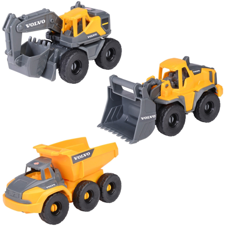 Masinute si Piste masinute - Set Dickie Toys Construction Set cu 3 vehicule 16 cm