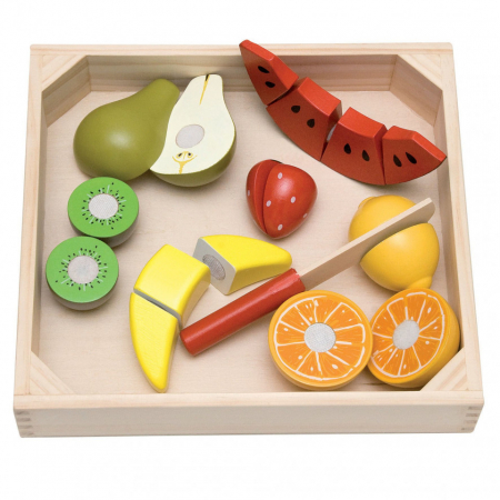 JOCURI SI PUZZLE  - Set din lemn pentru salata de fructe, 19 Piese, Multicolor