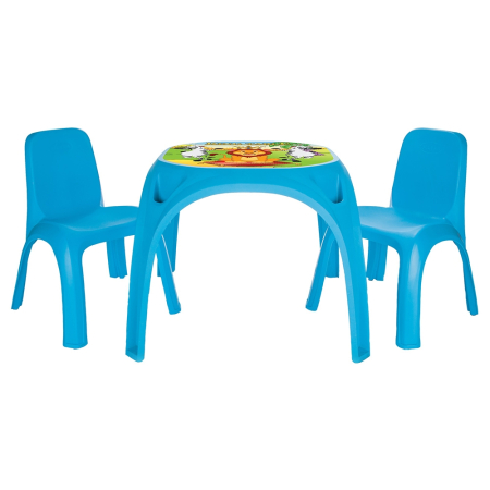Fotolii, mese si scaune copii - Set Masuta cu 2 scaune pentru copii Pilsan King Table blue