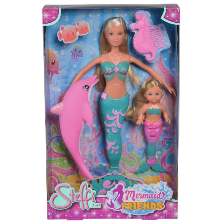 Set Simba Steffi Love Mermaid Friends papusa 29 cm, papusa 12 cm, delfin si accesorii [5]